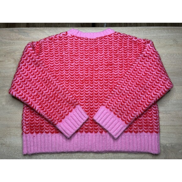 Lili Sidonio Anthropologie Two-Tone Pullover Sweater Pink and Red Size XL - Picture 5 of 9